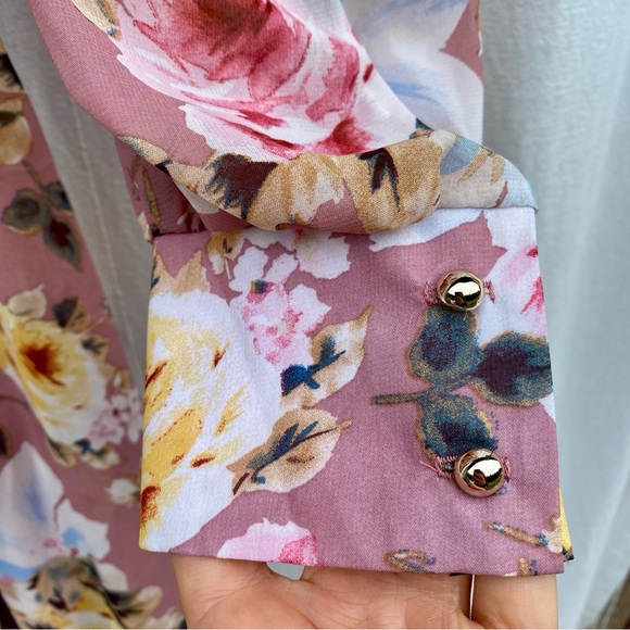 Gorgeous Xtaren Blush Pink Boho Flowy Floral Balloon Sleeve Maxi Dress - Picture 5 of 11